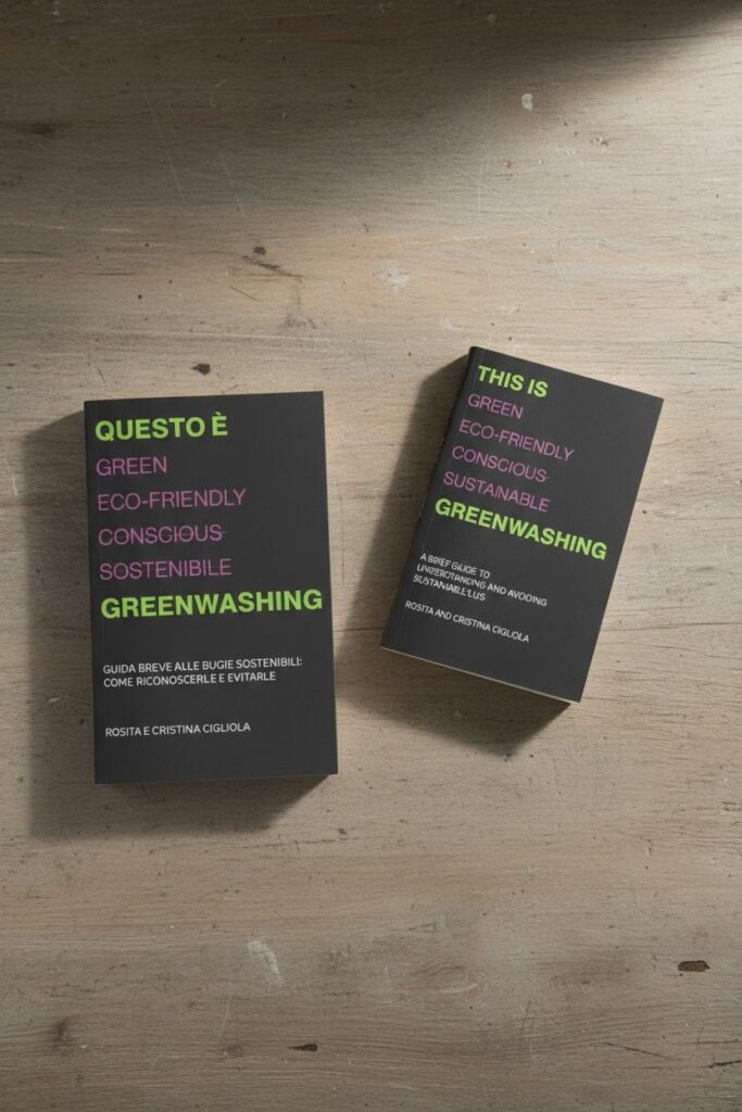 Buy This is Greenwashing and Questo è Greenwashing - photo of both book covers.