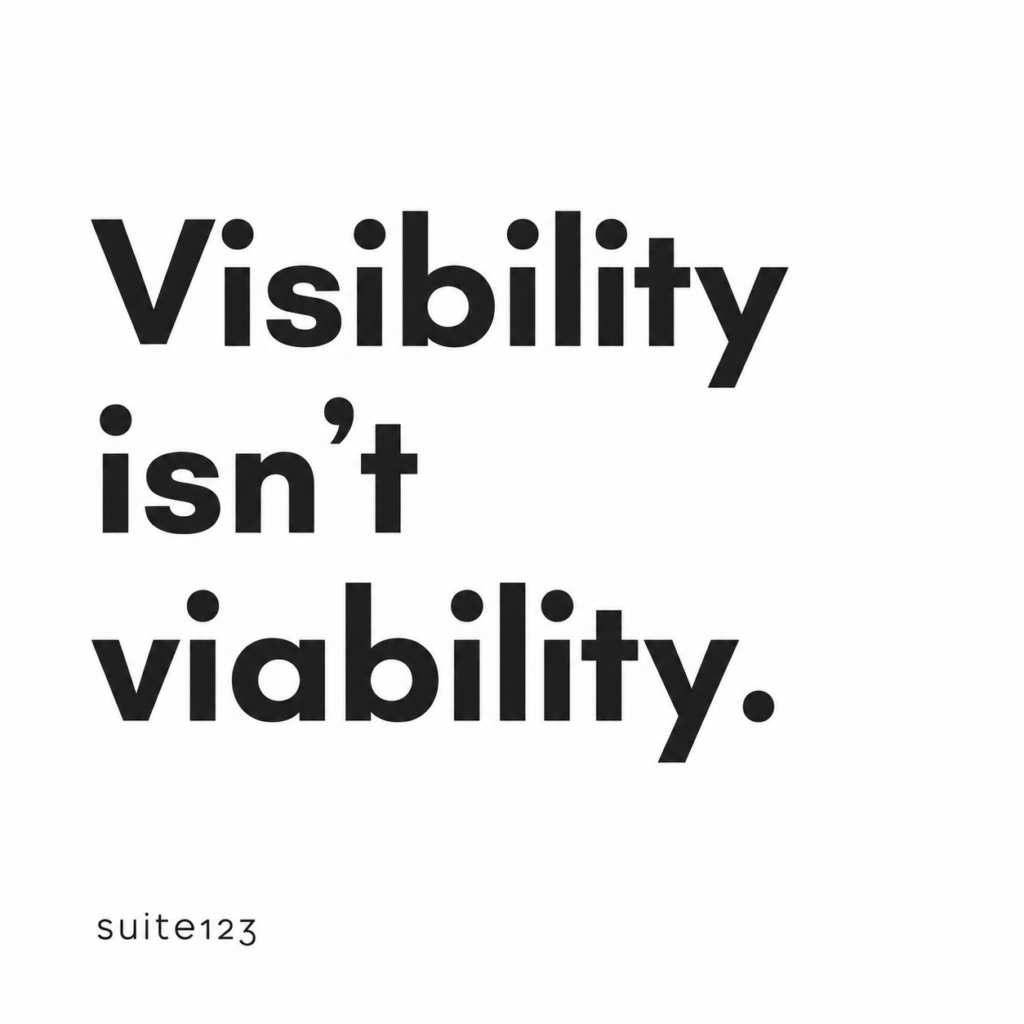 Graphic reading "Visibility isn't viability," capturing the article's key takeaway that hype in fashion doesn't equal business sustainability